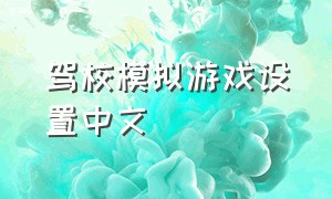 驾校模拟游戏设置中文