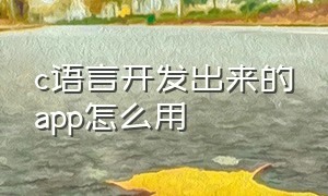 c语言开发出来的app怎么用