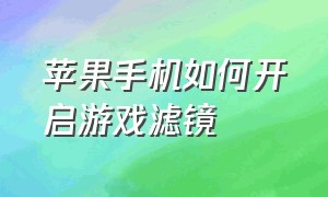 苹果手机如何开启游戏滤镜（苹果手机滤镜设置在哪里）