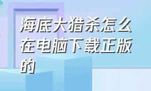 海底大猎杀怎么在电脑下载正版的