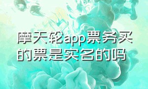 摩天轮app票务买的票是实名的吗