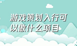 游戏策划入行可以做什么项目