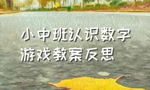 小中班认识数字游戏教案反思（小中班认识数字游戏教案反思总结）