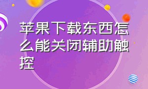 苹果下载东西怎么能关闭辅助触控