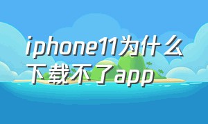 iphone11为什么下载不了app
