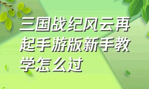 三国战纪风云再起手游版新手教学怎么过