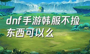 dnf手游韩服不捡东西可以么（dnf韩服手游下载官网）