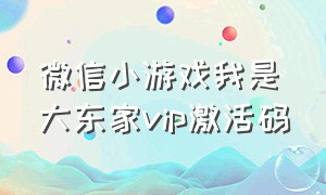 微信小游戏我是大东家vip激活码