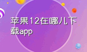 苹果12在哪儿下载app