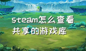 steam怎么查看共享的游戏库