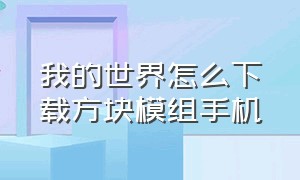 我的世界怎么下载方块模组手机（我的世界怎么下载复制方块模组）