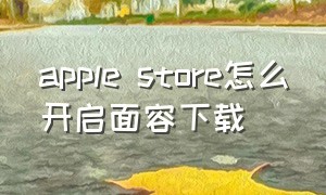 apple store怎么开启面容下载