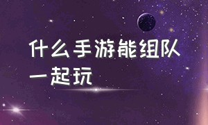 什么手游能组队一起玩