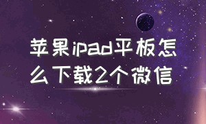 苹果ipad平板怎么下载2个微信