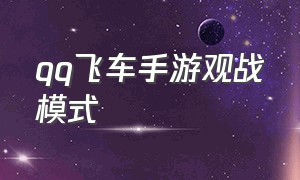 qq飞车手游观战模式