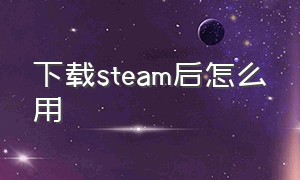 下载steam后怎么用（steam下载安装到哪）