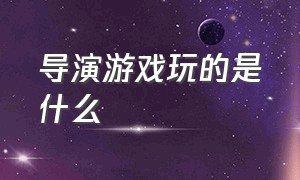 导演游戏玩的是什么