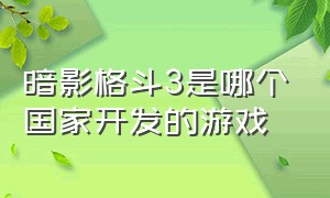 暗影格斗3是哪个国家开发的游戏