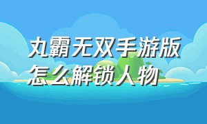 丸霸无双手游版怎么解锁人物