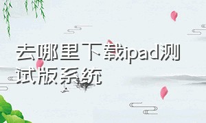 去哪里下载ipad测试版系统