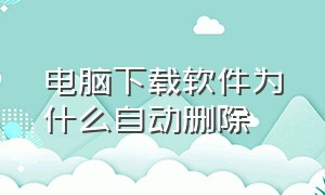 电脑下载软件为什么自动删除