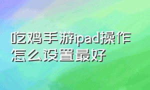 吃鸡手游ipad操作怎么设置最好