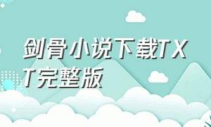 剑骨小说下载TXT完整版