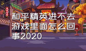 和平精英进不去游戏里面怎么回事2020