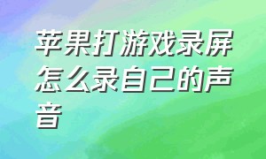 苹果打游戏录屏怎么录自己的声音