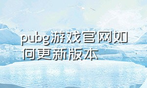 pubg游戏官网如何更新版本