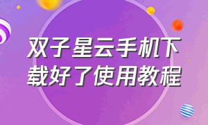 双子星云手机下载好了使用教程