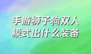 手游狮子狗双人模式出什么装备