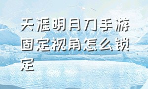 天涯明月刀手游固定视角怎么锁定