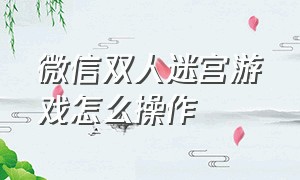 微信双人迷宫游戏怎么操作