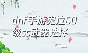 dnf手游鬼泣60级ss武器选择