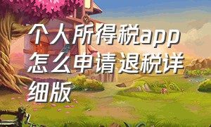 个人所得税app怎么申请退税详细版