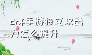 dnf手游独立攻击力怎么提升（dnf手游智力和伤害增加哪个要好）