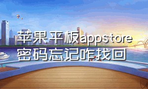 苹果平板appstore密码忘记咋找回