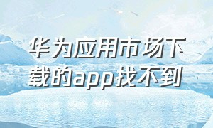 华为应用市场下载的app找不到