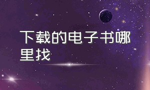 下载的电子书哪里找