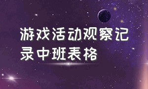 游戏活动观察记录中班表格