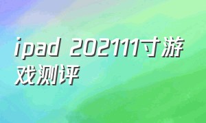 ipad 202111寸游戏测评（ipad2024pro11寸游戏测评）