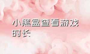 小黑盒查看游戏时长