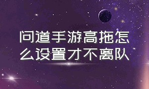 问道手游高拖怎么设置才不离队