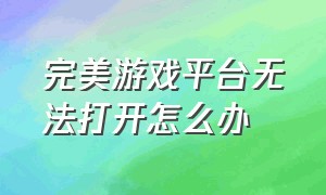 完美游戏平台无法打开怎么办（完美游戏平台app）