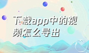 下载app中的视频怎么导出（手机视频app下载的视频如何导出来）