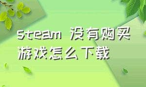 steam 没有购买游戏怎么下载