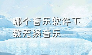 哪个音乐软件下载无损音乐（哪个音乐软件下载无损音乐免费）