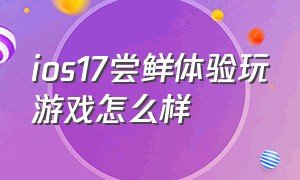 ios17尝鲜体验玩游戏怎么样