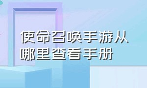 使命召唤手游从哪里查看手册